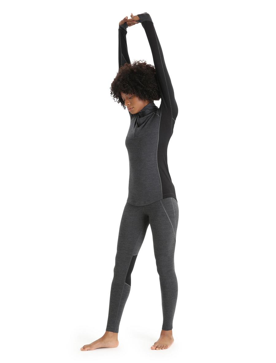 Icebreaker BodyfitZone™ Merino 260 Zone Long Sleeve Half Zip Thermal Top Női Base Layers Fekete | HU 1898VRWD